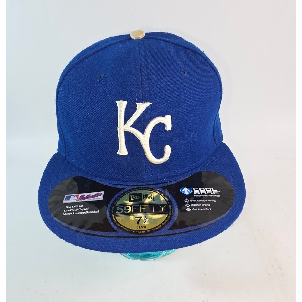 Kansas City Royals New Era 59FIFTY Fitted Hat Blue MLB Baseball Cap Size 7 3/4